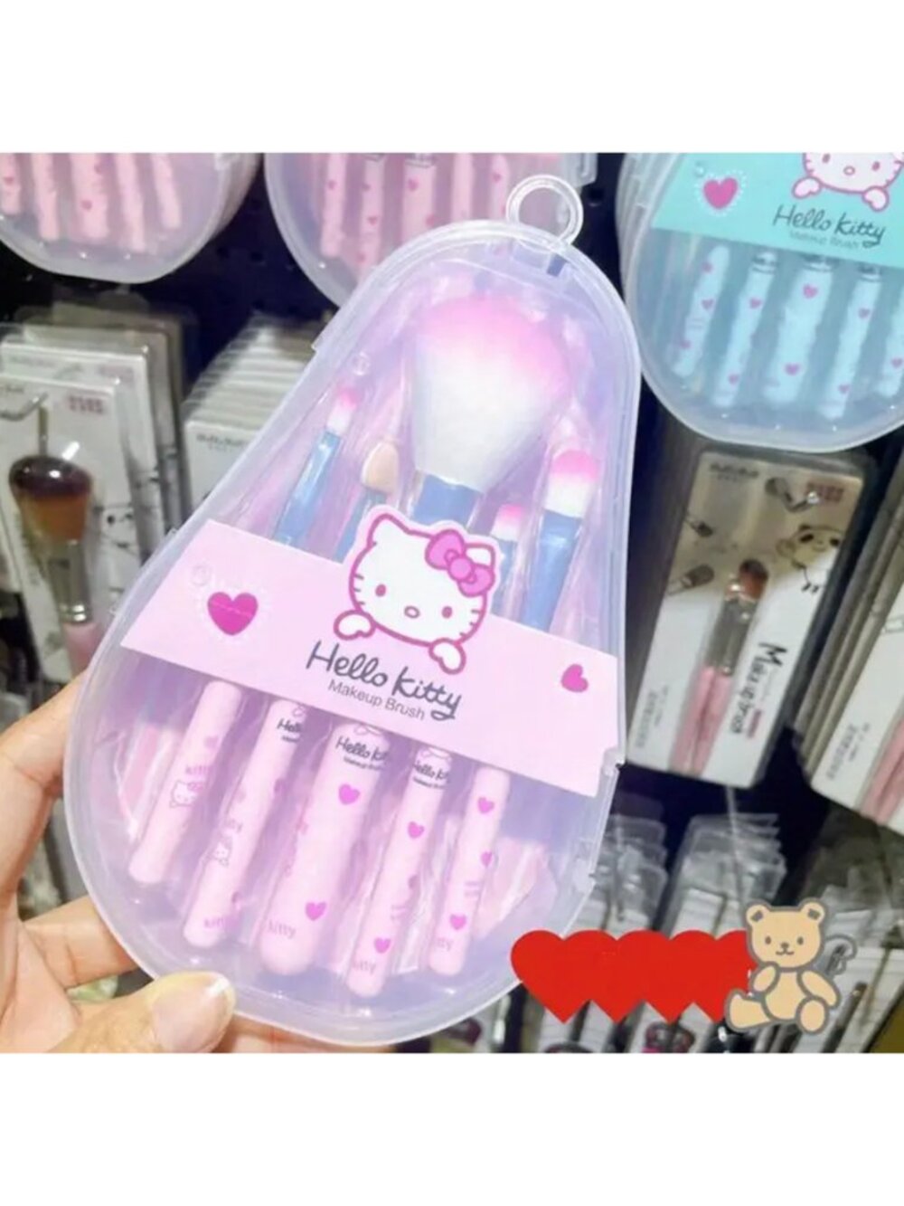 Hello Kitty 5‑Piece Pink Mini Makeup Brush Set – Kawaii Travel Cosmetic Brushes